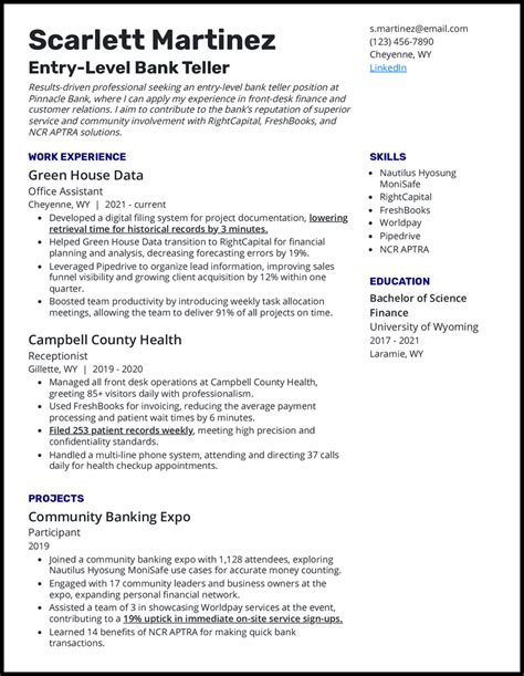 bank teller resume examples|5 Entry.